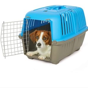 Midwest Homes Pet Carrier Crate: 24" Small Dog Breeds, Blue, Hard-Side Dog Cat